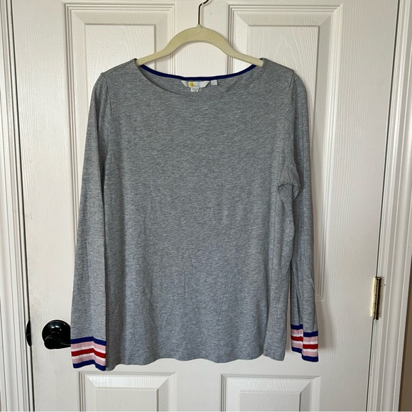 Boden Gray Tee w/ Striped Sleeve Detail✨ - Picture 5 of 5